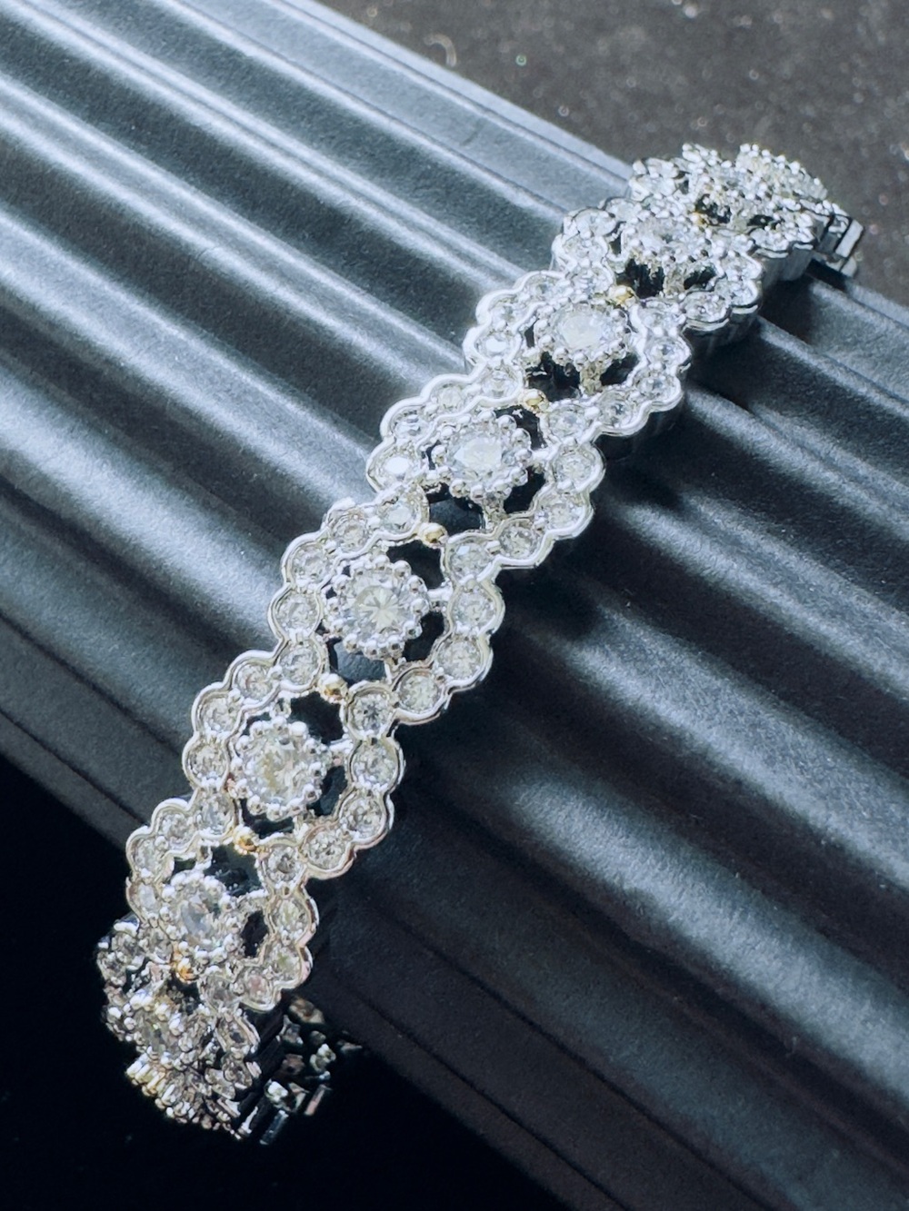 Sparkling White Crystal Floral Bracelet - Women Jewelry